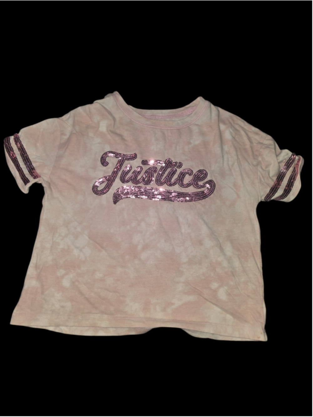 9/8/104. Girls Justice Pink Tie Dye Sequin Logo T- Shirt